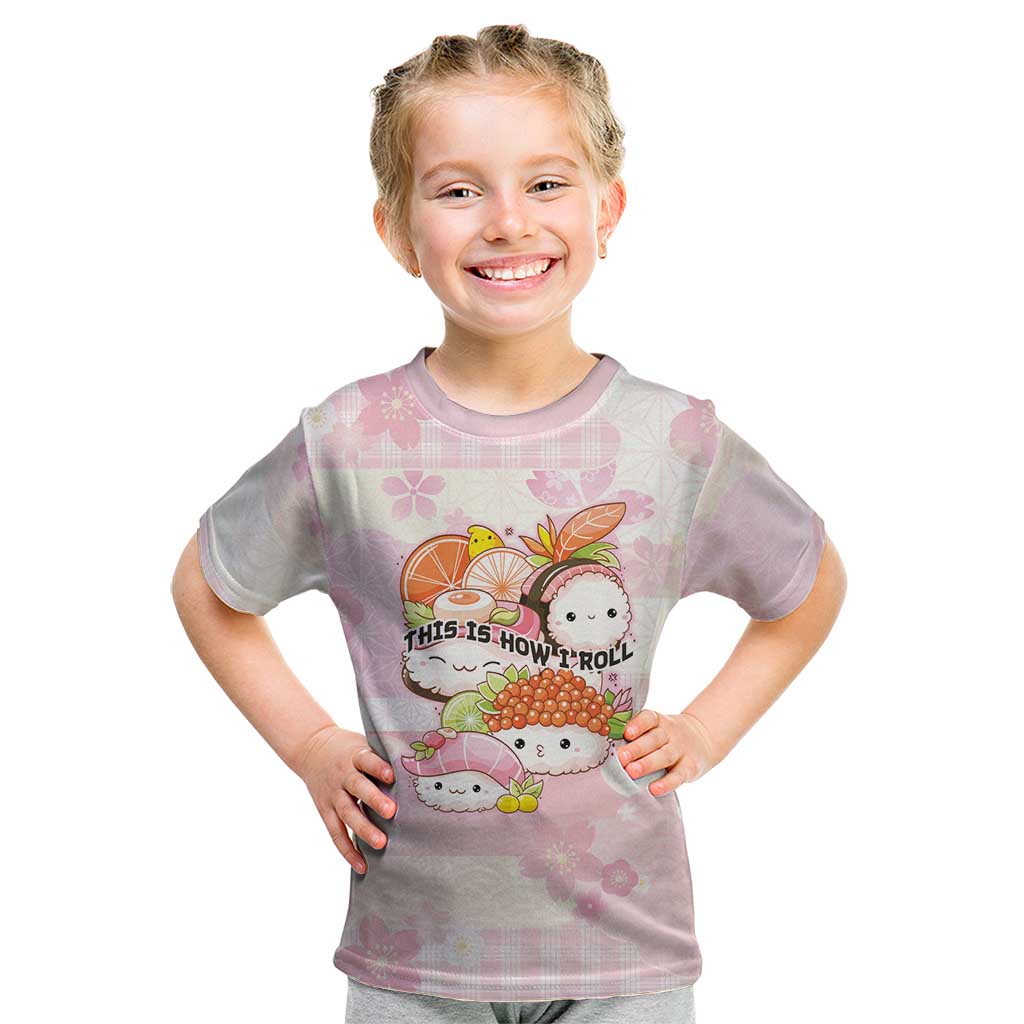 Personalized Japanese Kawaii Sushi Kid T Shirt Pink Wagara Palaka This Is How I Roll - Wonder Print Shop