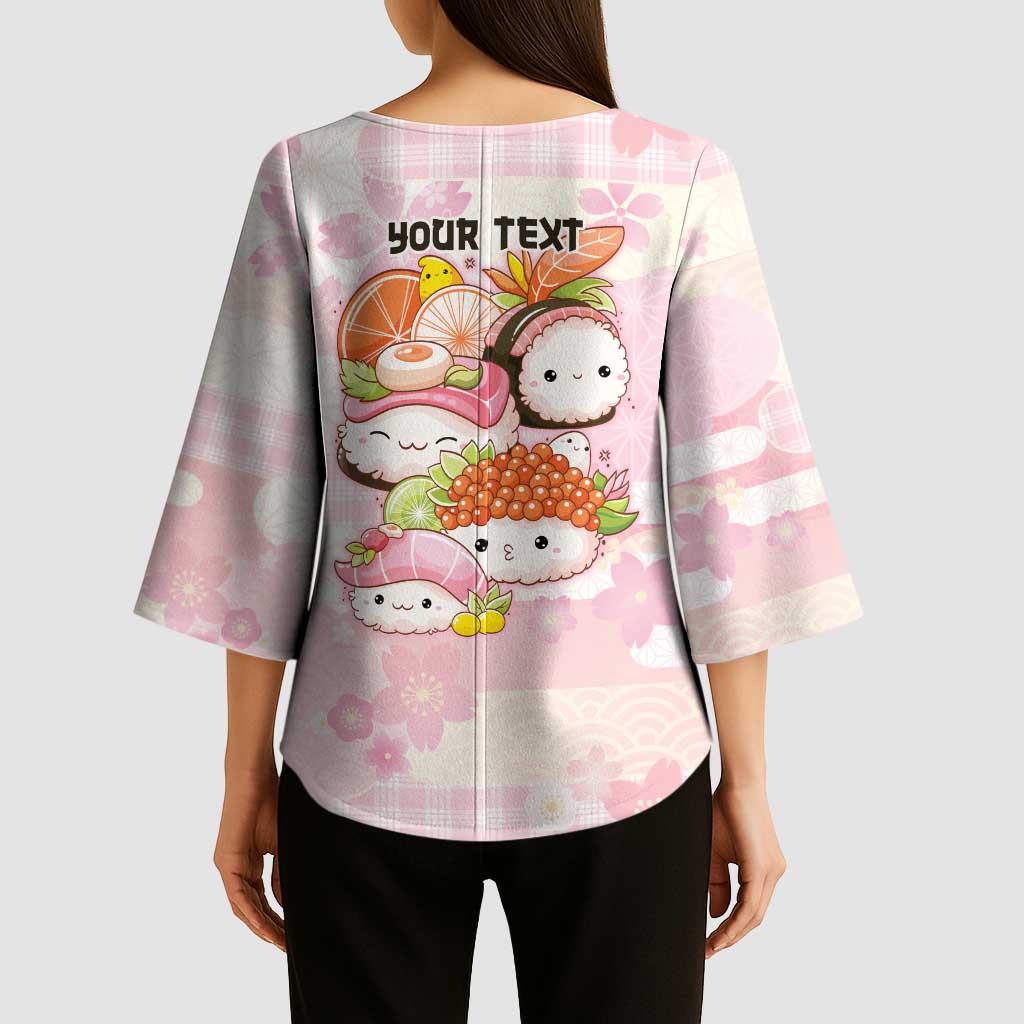 Personalized Japanese Kawaii Sushi Kimono Sleeve Blouse Pink Wagara Palaka This Is How I Roll - Wonder Print Shop