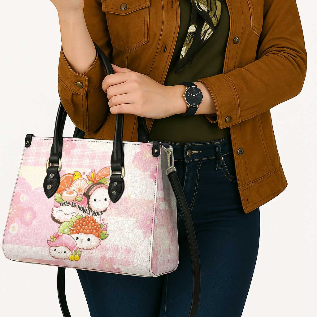 Japanese Kawaii Sushi Leather Bag Pink Wagara Palaka This Is How I Roll - Wonder Print Shop
