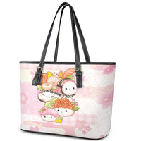 Japanese Kawaii Sushi Leather Tote Bag Pink Wagara Palaka This Is How I Roll - Wonder Print Shop