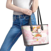 Japanese Kawaii Sushi Leather Tote Bag Pink Wagara Palaka This Is How I Roll - Wonder Print Shop