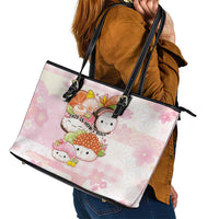 Japanese Kawaii Sushi Leather Tote Bag Pink Wagara Palaka This Is How I Roll - Wonder Print Shop