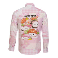 Personalized Japanese Kawaii Sushi Long Sleeve Button Shirt Pink Wagara Palaka This Is How I Roll - Wonder Print Shop