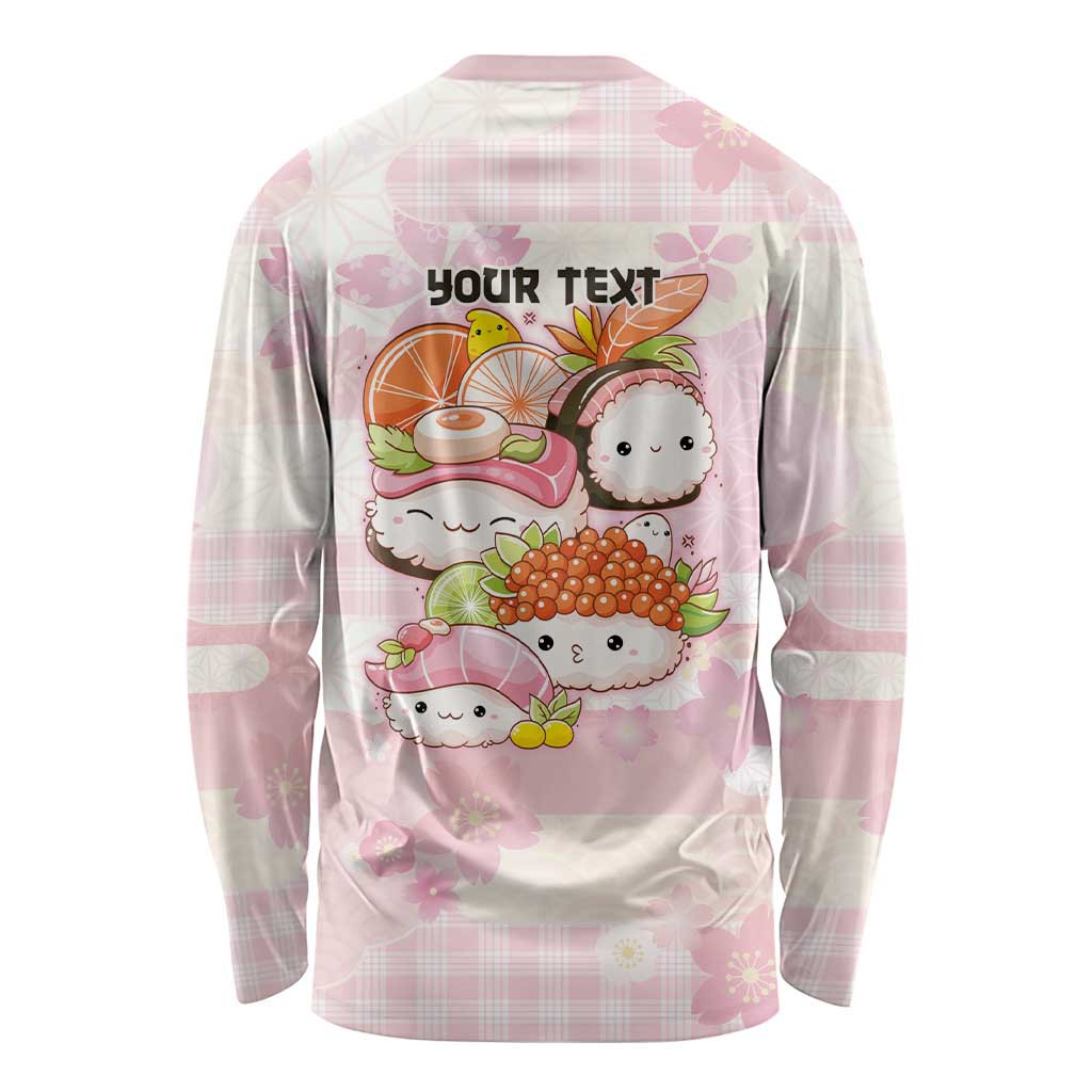 Personalized Japanese Kawaii Sushi Long Sleeve Shirt Pink Wagara Palaka This Is How I Roll - Wonder Print Shop