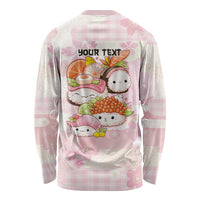 Personalized Japanese Kawaii Sushi Long Sleeve Shirt Pink Wagara Palaka This Is How I Roll - Wonder Print Shop