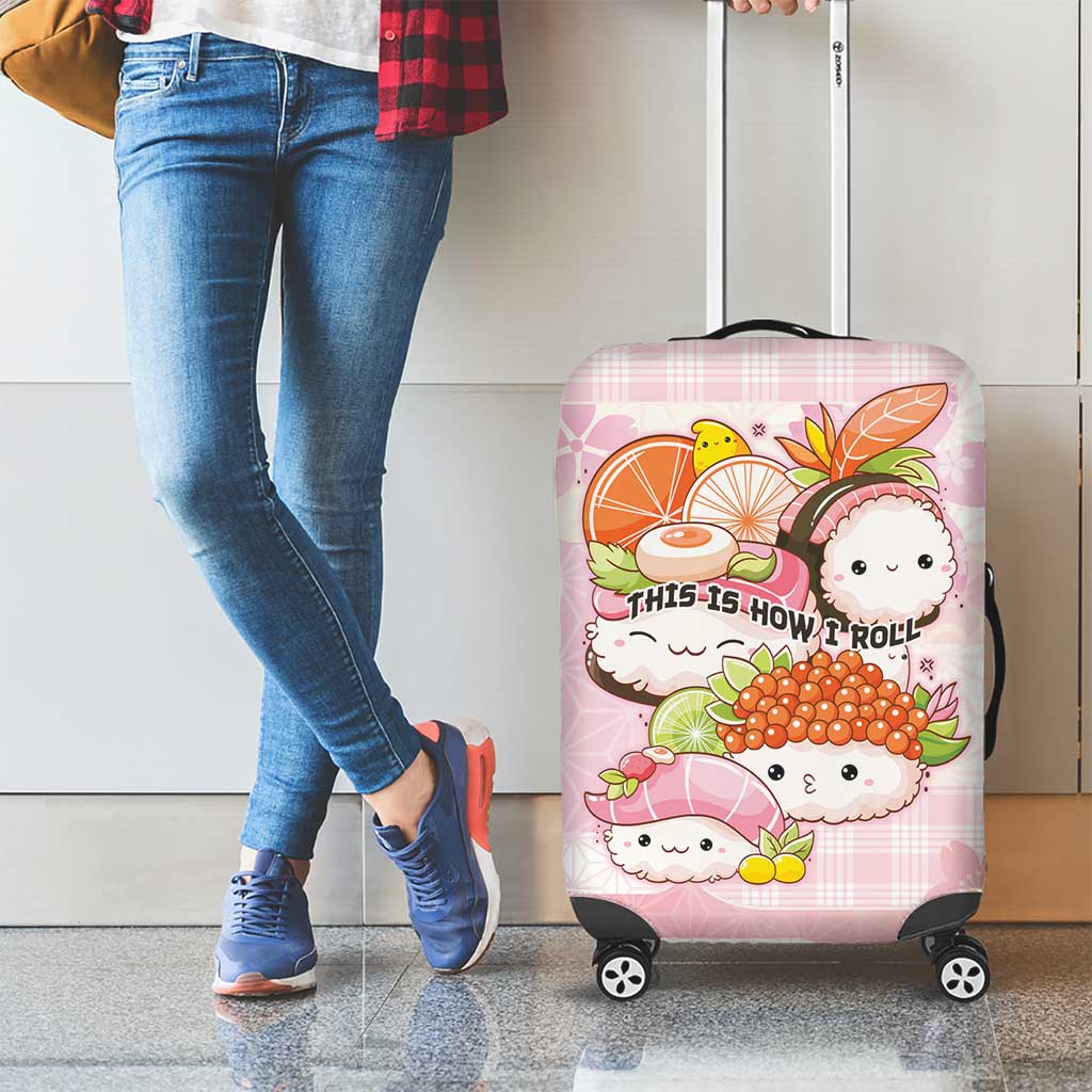 Japanese Kawaii Sushi Luggage Cover Pink Wagara Palaka This Is How I Roll - Wonder Print Shop