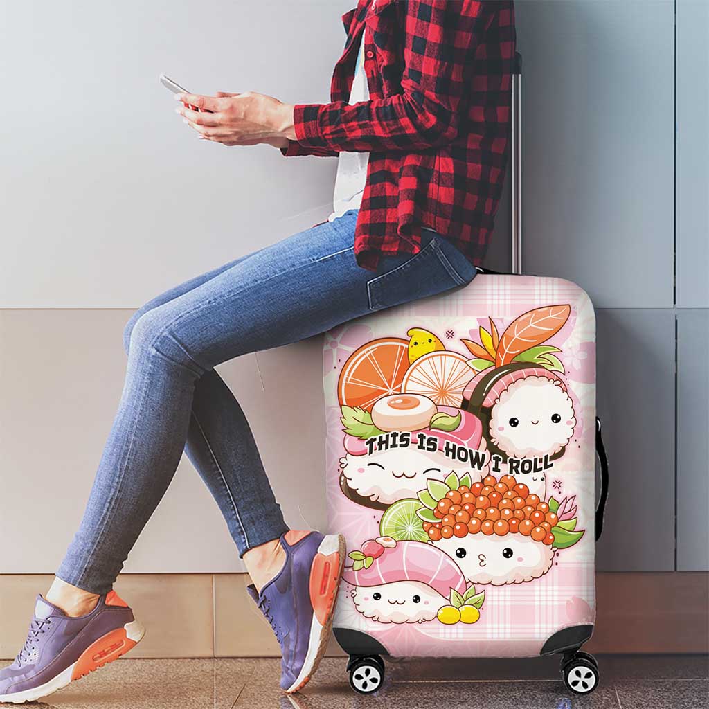 Japanese Kawaii Sushi Luggage Cover Pink Wagara Palaka This Is How I Roll - Wonder Print Shop