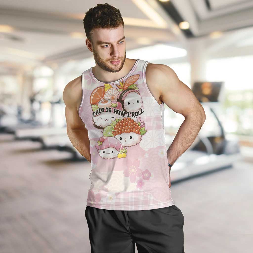 Personalized Japanese Kawaii Sushi Men Tank Top Pink Wagara Palaka This Is How I Roll - Wonder Print Shop