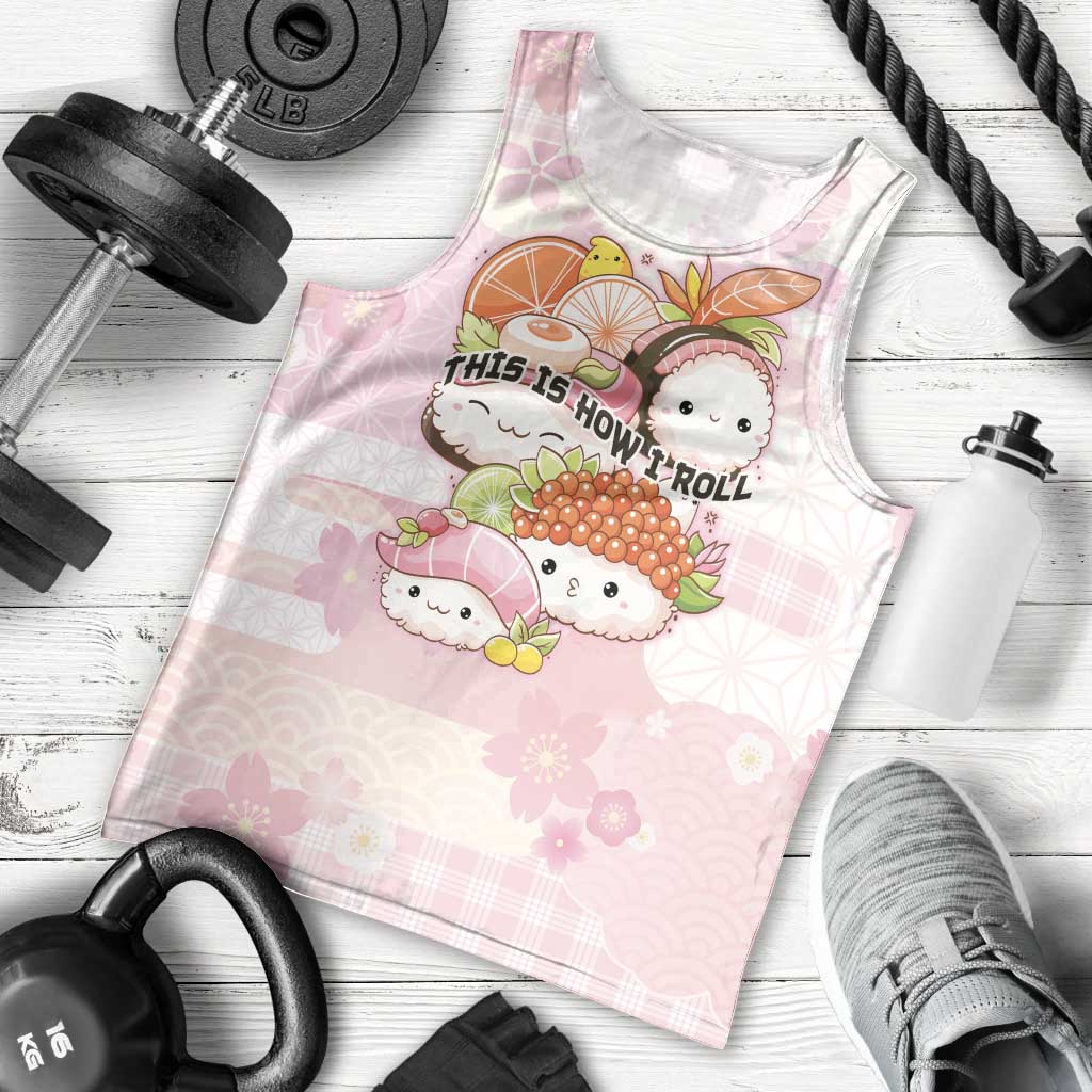 Personalized Japanese Kawaii Sushi Men Tank Top Pink Wagara Palaka This Is How I Roll - Wonder Print Shop
