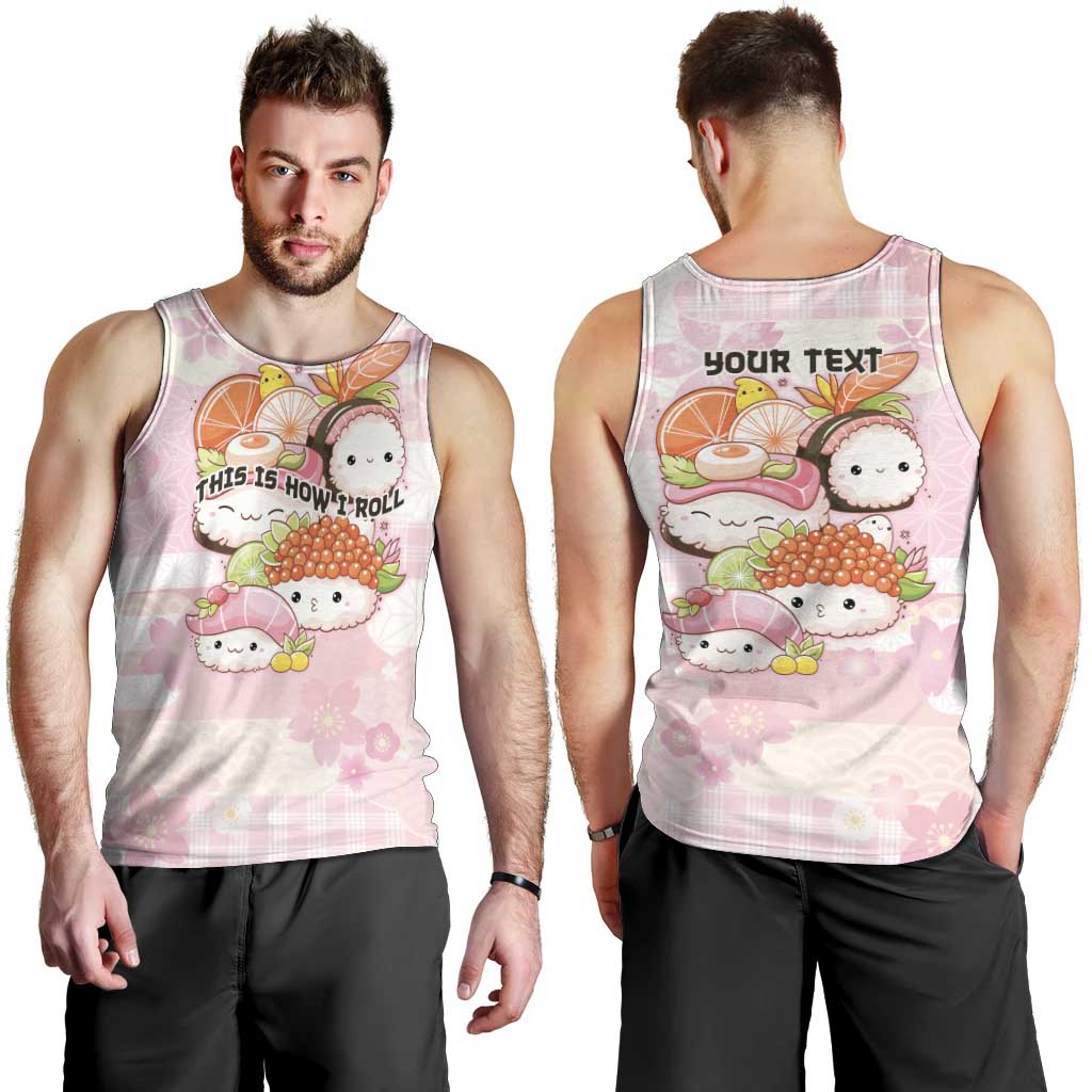 Personalized Japanese Kawaii Sushi Men Tank Top Pink Wagara Palaka This Is How I Roll - Wonder Print Shop