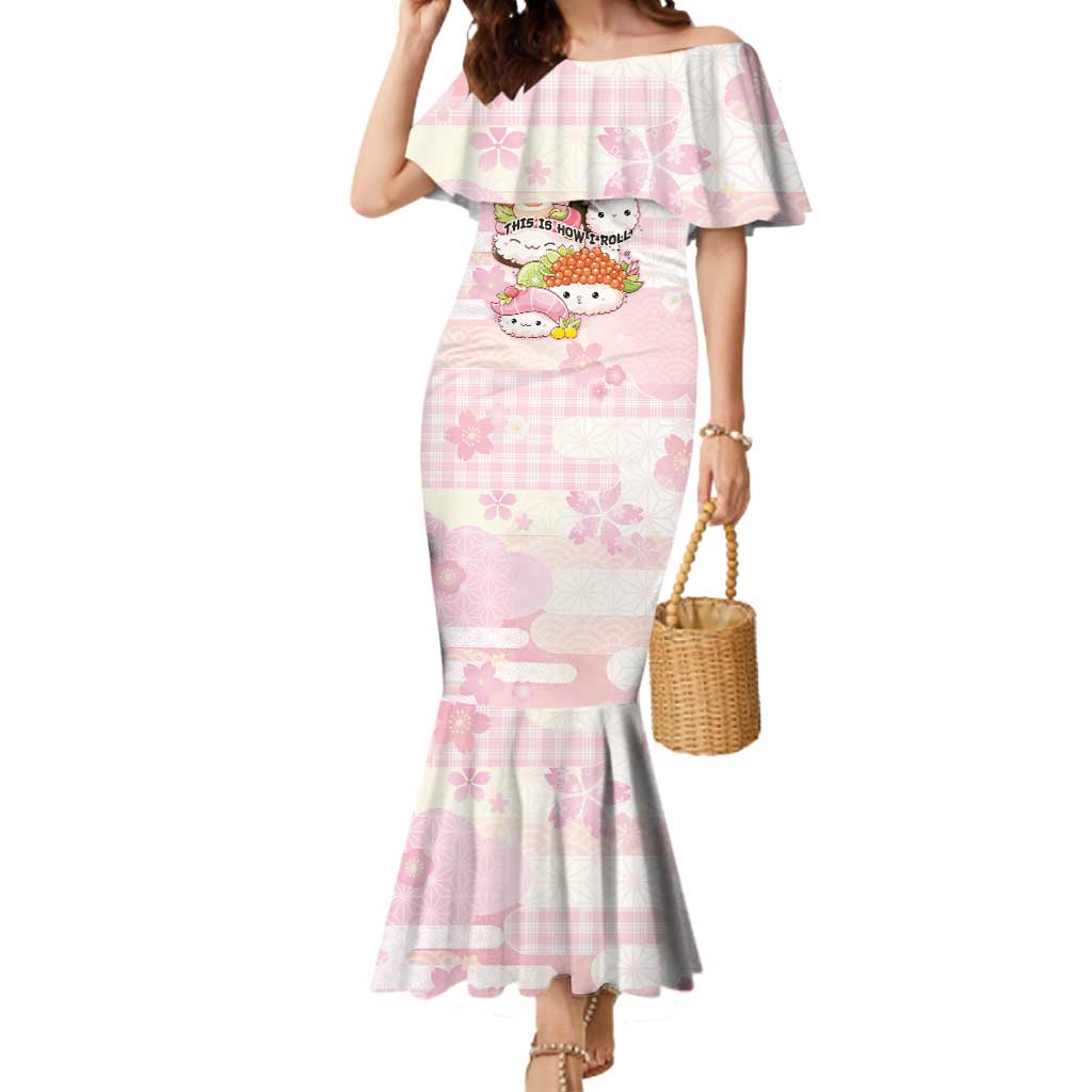 Personalized Japanese Kawaii Sushi Mermaid Dress Pink Wagara Palaka This Is How I Roll - Wonder Print Shop