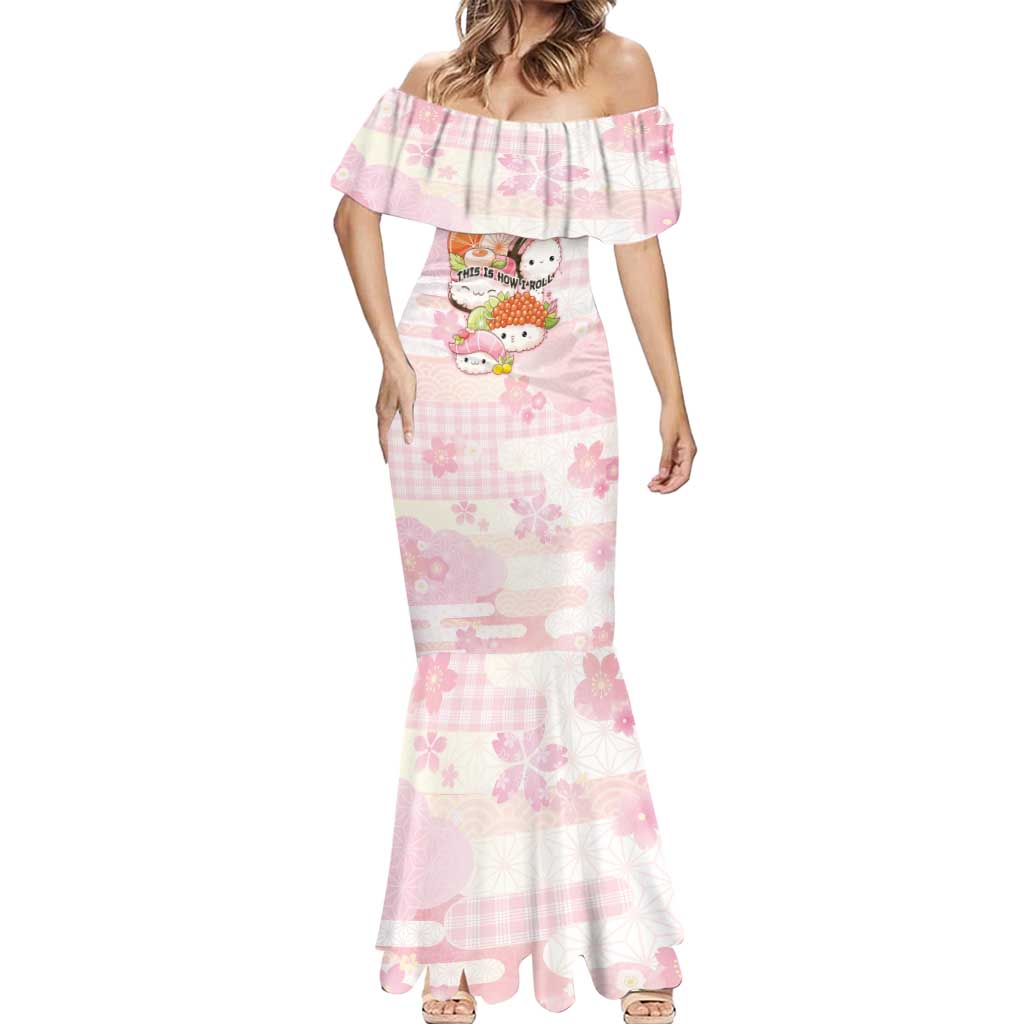 Personalized Japanese Kawaii Sushi Mermaid Dress Pink Wagara Palaka This Is How I Roll - Wonder Print Shop