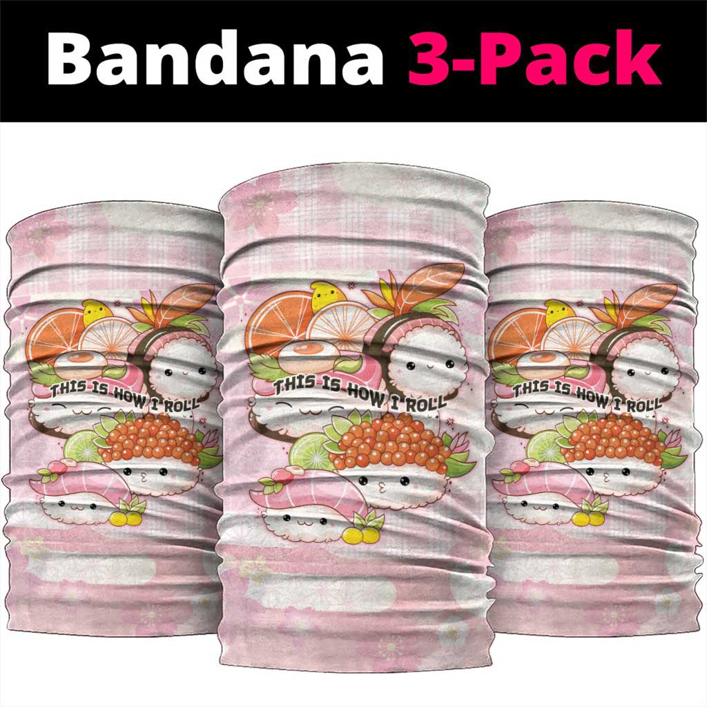 Japanese Kawaii Sushi Neck Gaiter Pink Wagara Palaka This Is How I Roll - Wonder Print Shop