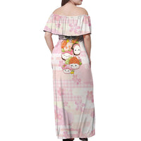 Personalized Japanese Kawaii Sushi Off Shoulder Maxi Dress Pink Wagara Palaka This Is How I Roll - Wonder Print Shop
