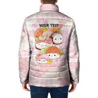 Personalized Japanese Kawaii Sushi Padded Jacket Pink Wagara Palaka This Is How I Roll - Wonder Print Shop