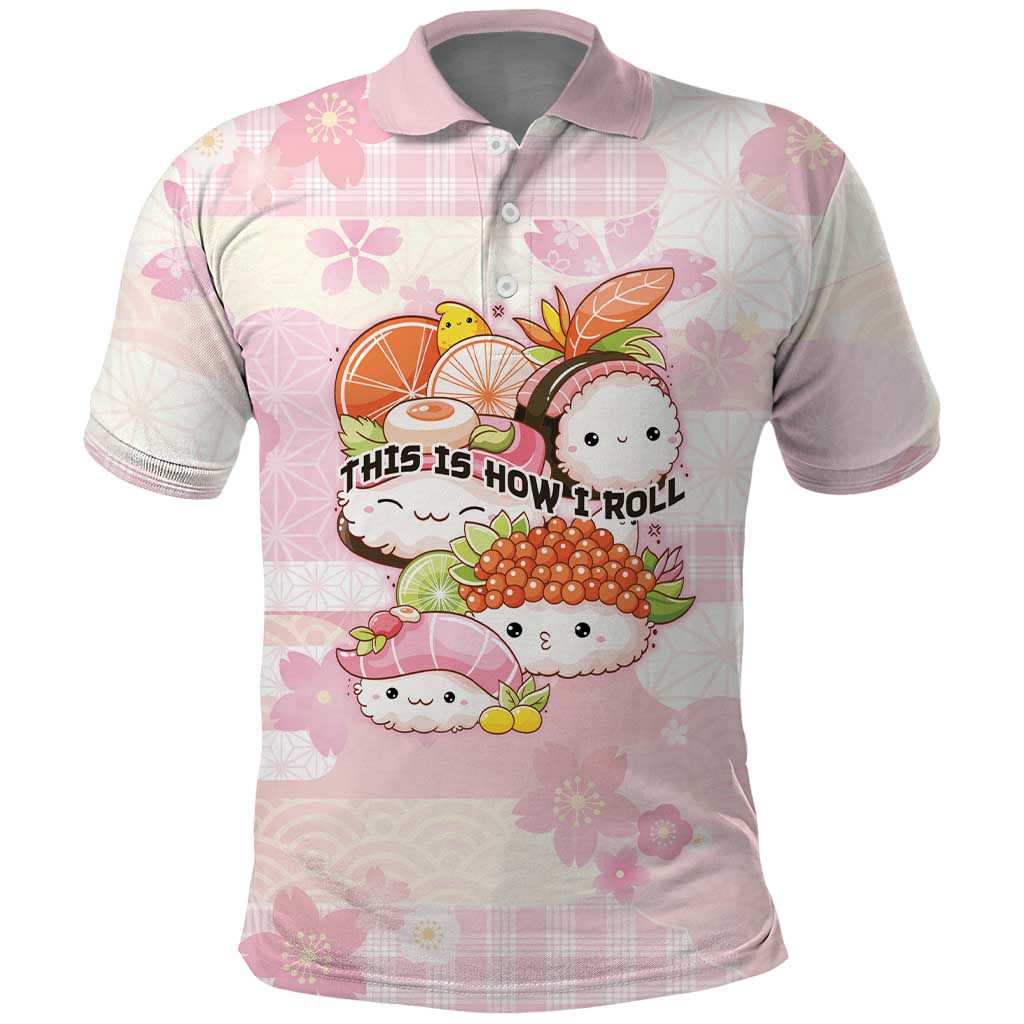Personalized Japanese Kawaii Sushi Polo Shirt Pink Wagara Palaka This Is How I Roll - Wonder Print Shop