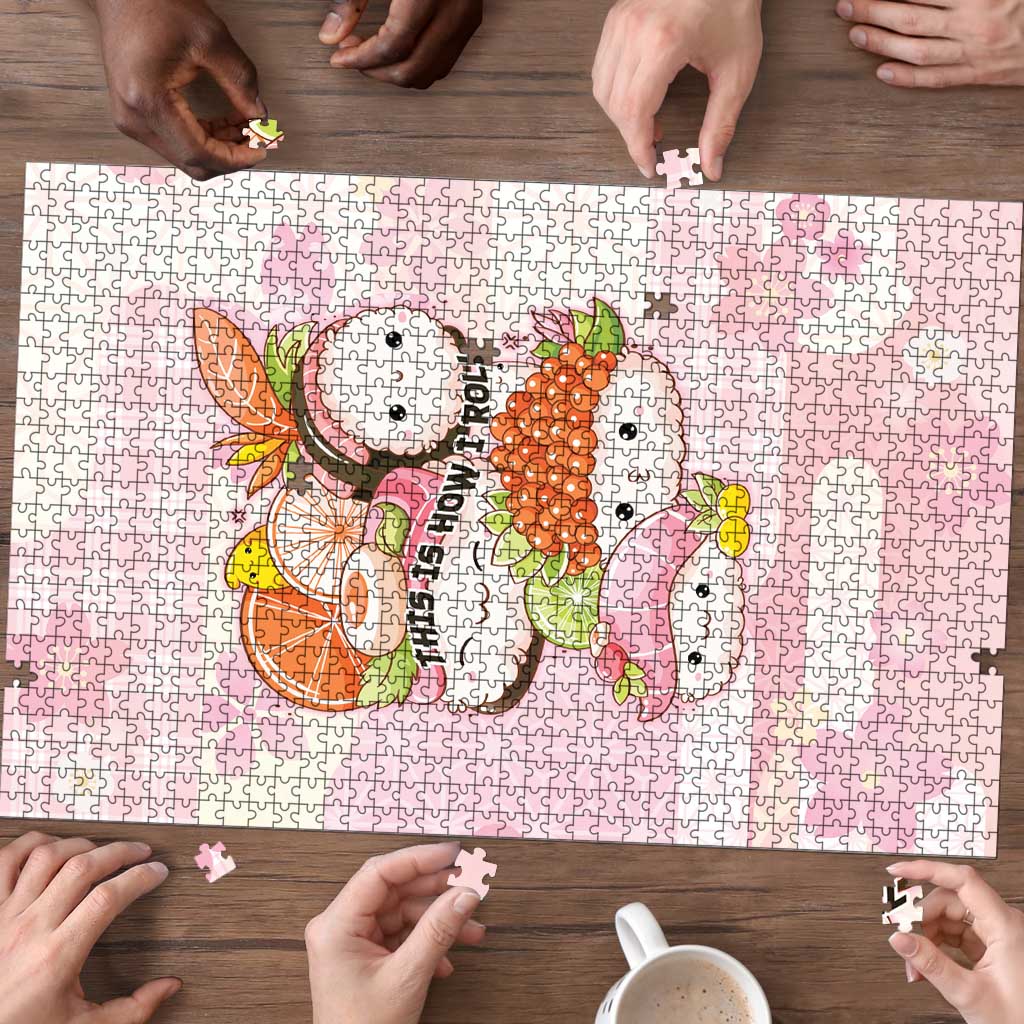 Japanese Kawaii Sushi Puzzle Pink Wagara Palaka This Is How I Roll - Wonder Print Shop