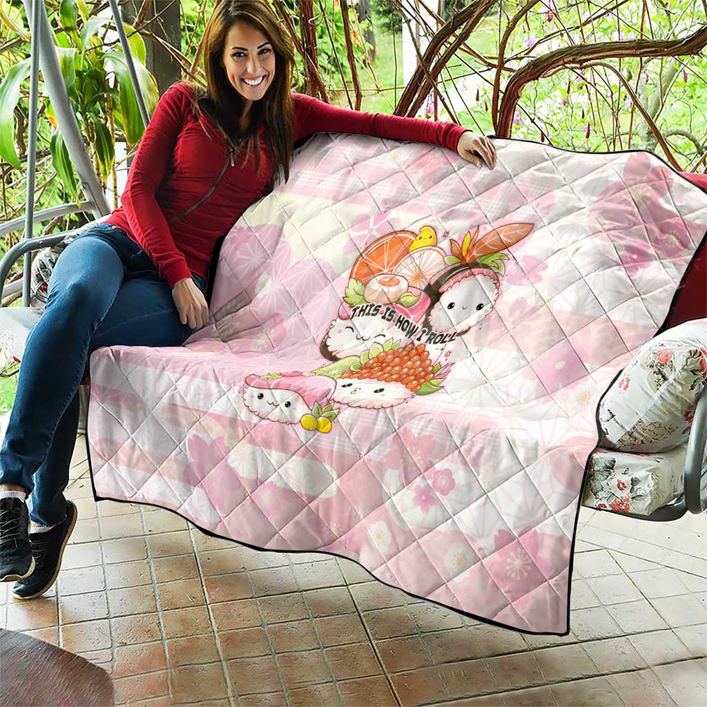 Japanese Kawaii Sushi Quilt Pink Wagara Palaka This Is How I Roll - Wonder Print Shop