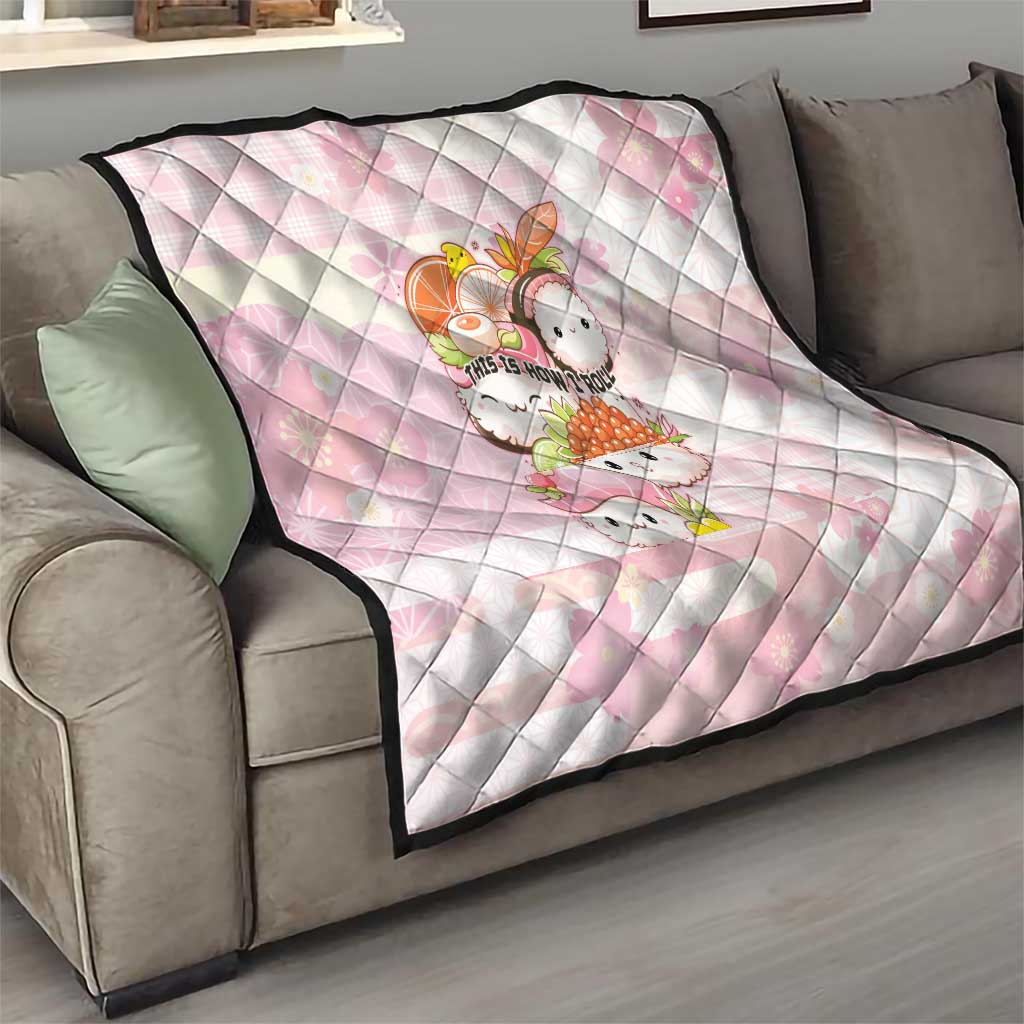 Japanese Kawaii Sushi Quilt Pink Wagara Palaka This Is How I Roll - Wonder Print Shop