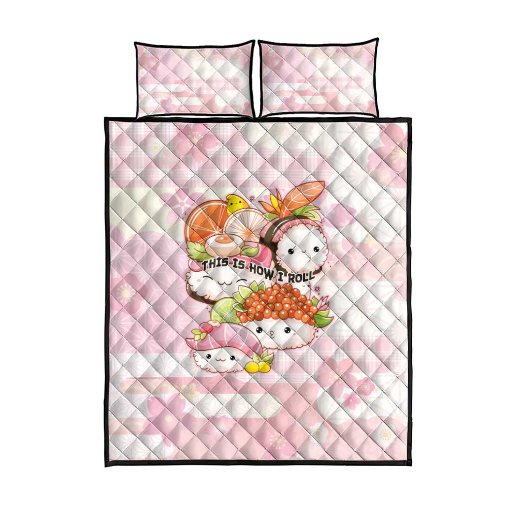 Japanese Kawaii Sushi Quilt Bed Set Pink Wagara Palaka This Is How I Roll - Wonder Print Shop
