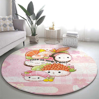 Japanese Kawaii Sushi Round Carpet Pink Wagara Palaka This Is How I Roll - Wonder Print Shop