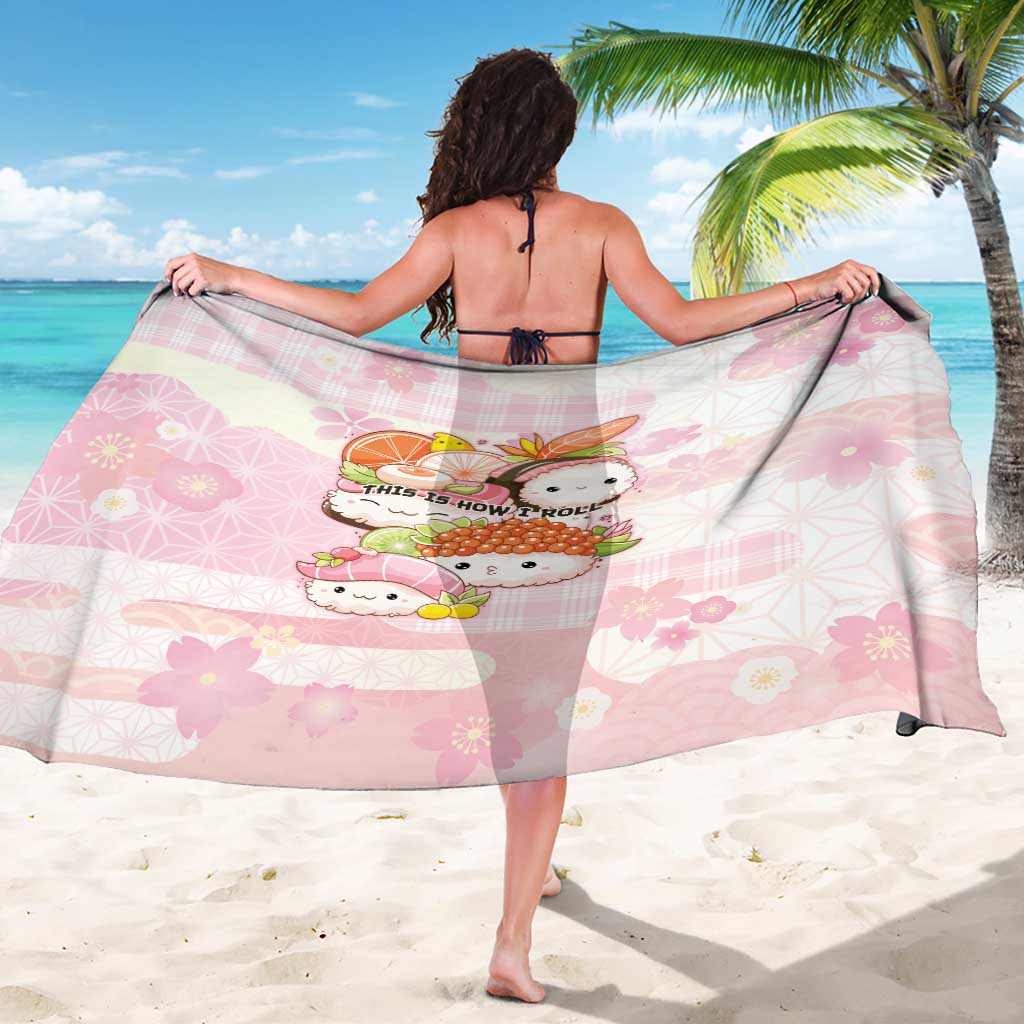 Japanese Kawaii Sushi Sarong Pink Wagara Palaka This Is How I Roll - Wonder Print Shop