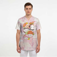 Personalized Japanese Kawaii Sushi Scrub Top Pink Wagara Palaka This Is How I Roll - Wonder Print Shop