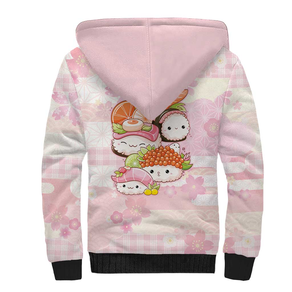 Personalized Japanese Kawaii Sushi Sherpa Hoodie Pink Wagara Palaka This Is How I Roll - Wonder Print Shop
