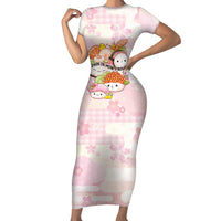 Personalized Japanese Kawaii Sushi Short Sleeve Bodycon Dress Pink Wagara Palaka This Is How I Roll - Wonder Print Shop