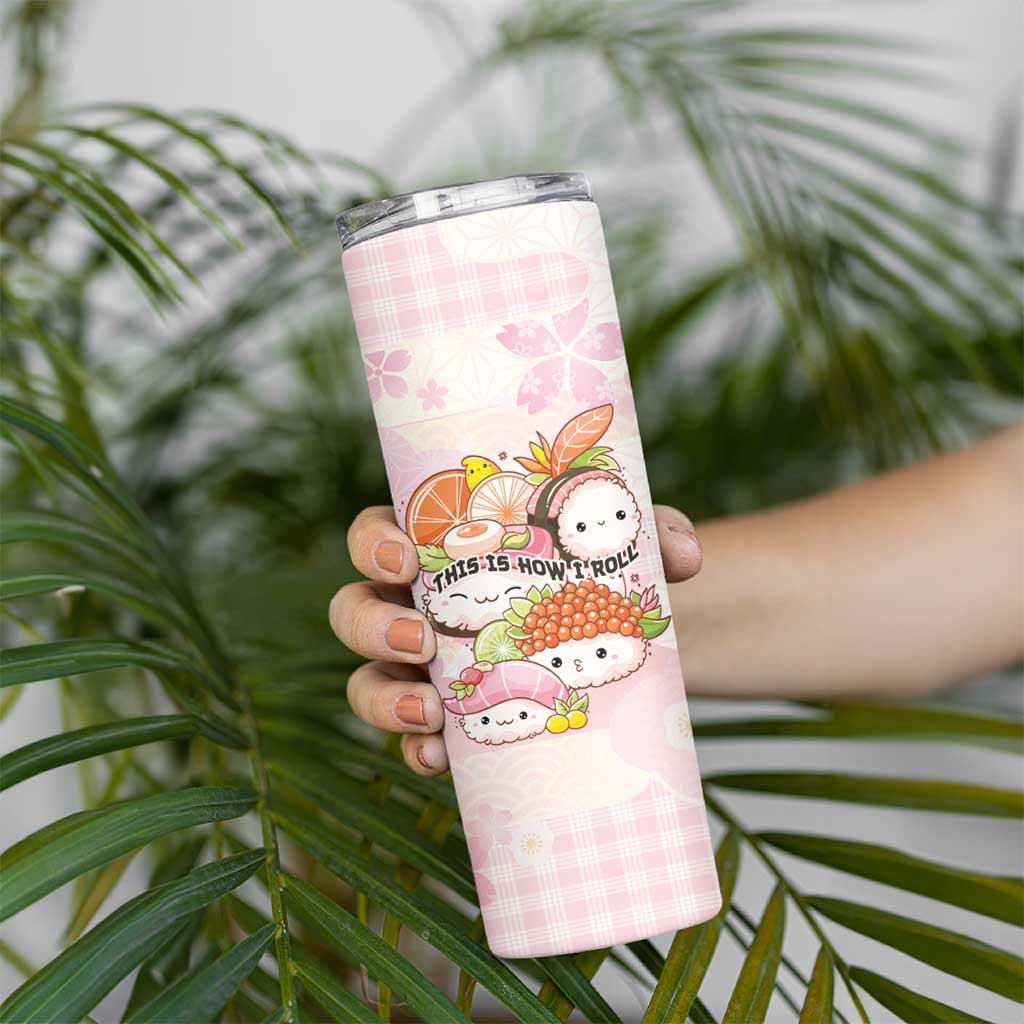 Personalized Japanese Kawaii Sushi Skinny Tumbler Pink Wagara Palaka This Is How I Roll - Wonder Print Shop