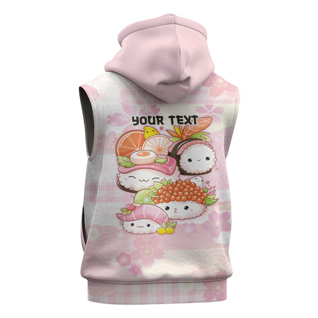 Personalized Japanese Kawaii Sushi Sleeveless Hoodie Pink Wagara Palaka This Is How I Roll - Wonder Print Shop
