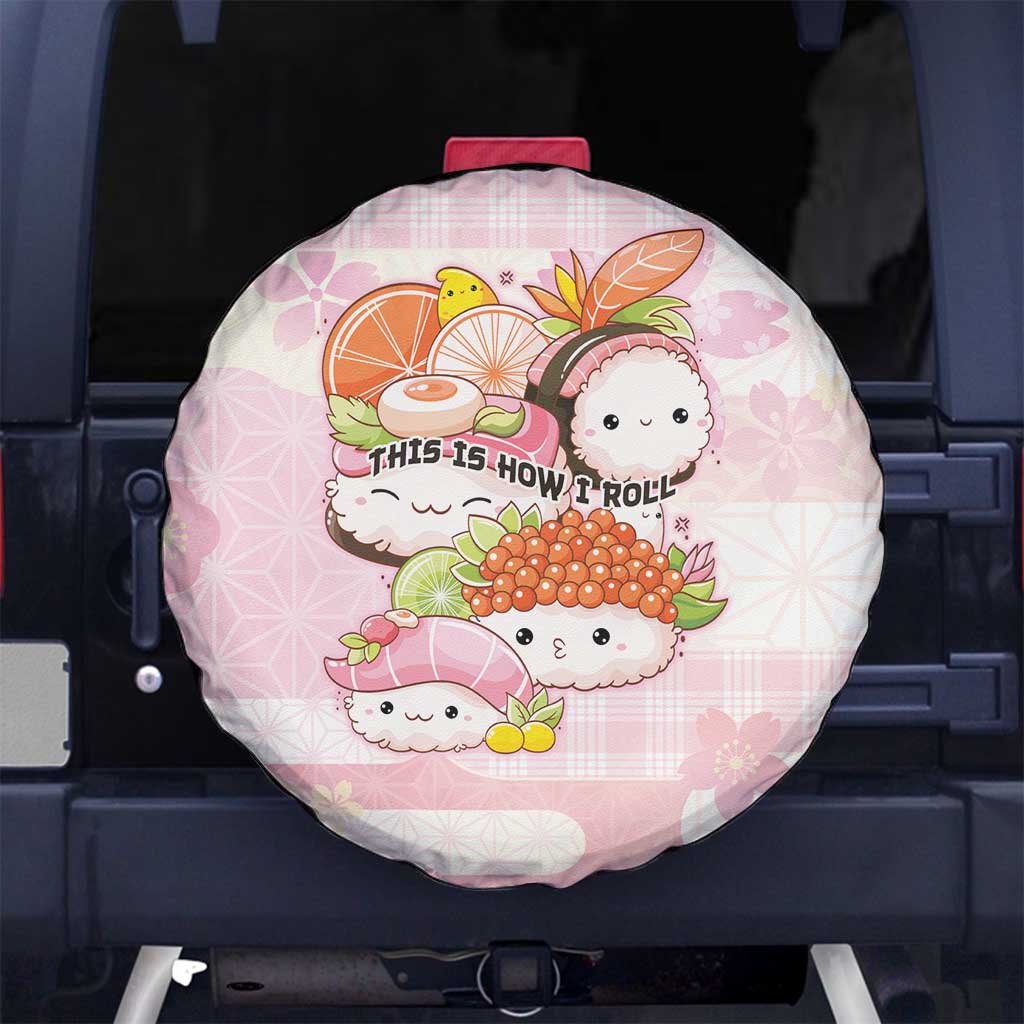 Japanese Kawaii Sushi Spare Tire Cover Pink Wagara Palaka This Is How I Roll - Wonder Print Shop