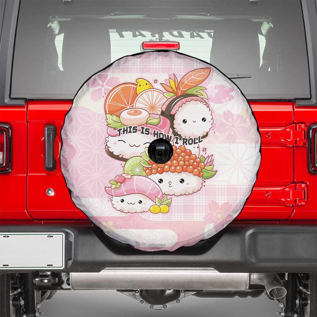 Japanese Kawaii Sushi Spare Tire Cover Pink Wagara Palaka This Is How I Roll - Wonder Print Shop