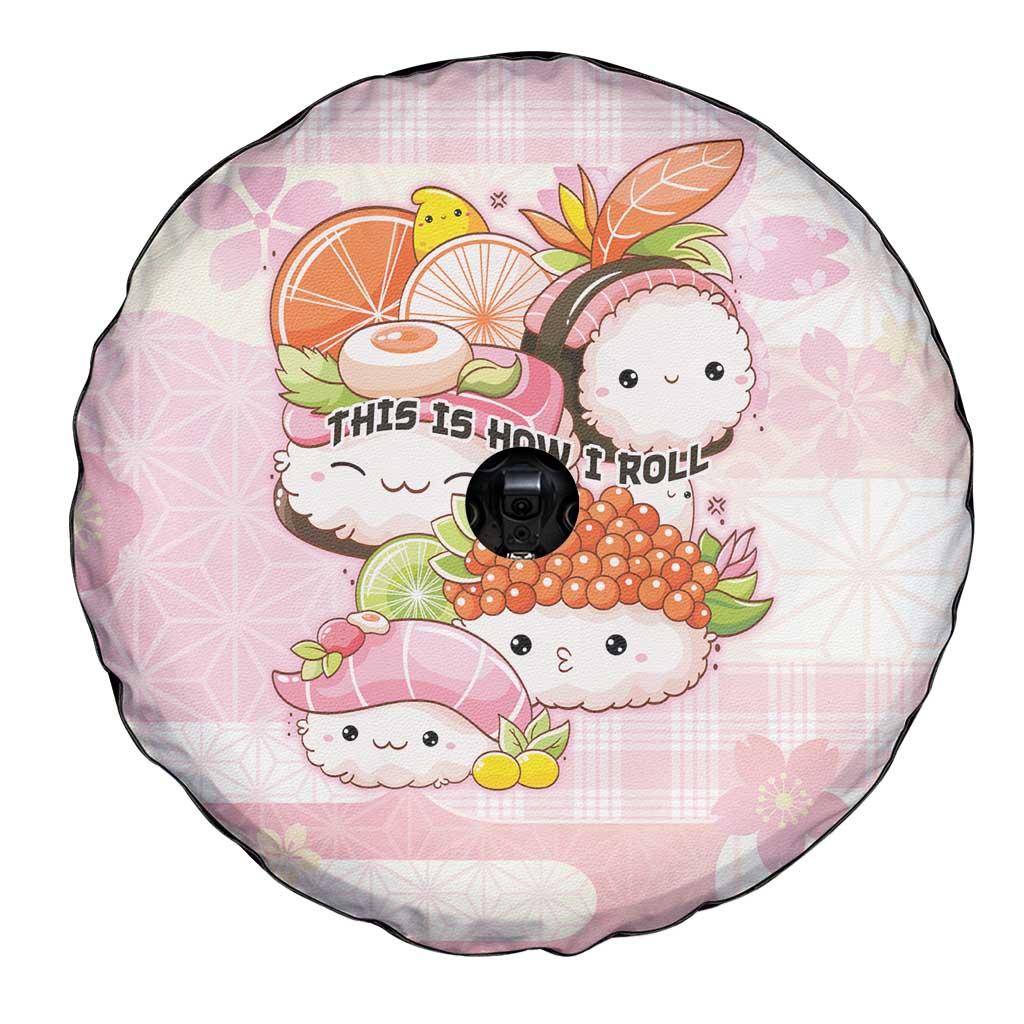 Japanese Kawaii Sushi Spare Tire Cover Pink Wagara Palaka This Is How I Roll - Wonder Print Shop