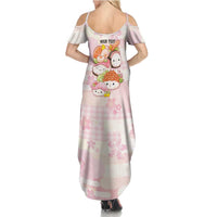 Personalized Japanese Kawaii Sushi Summer Maxi Dress Pink Wagara Palaka This Is How I Roll - Wonder Print Shop