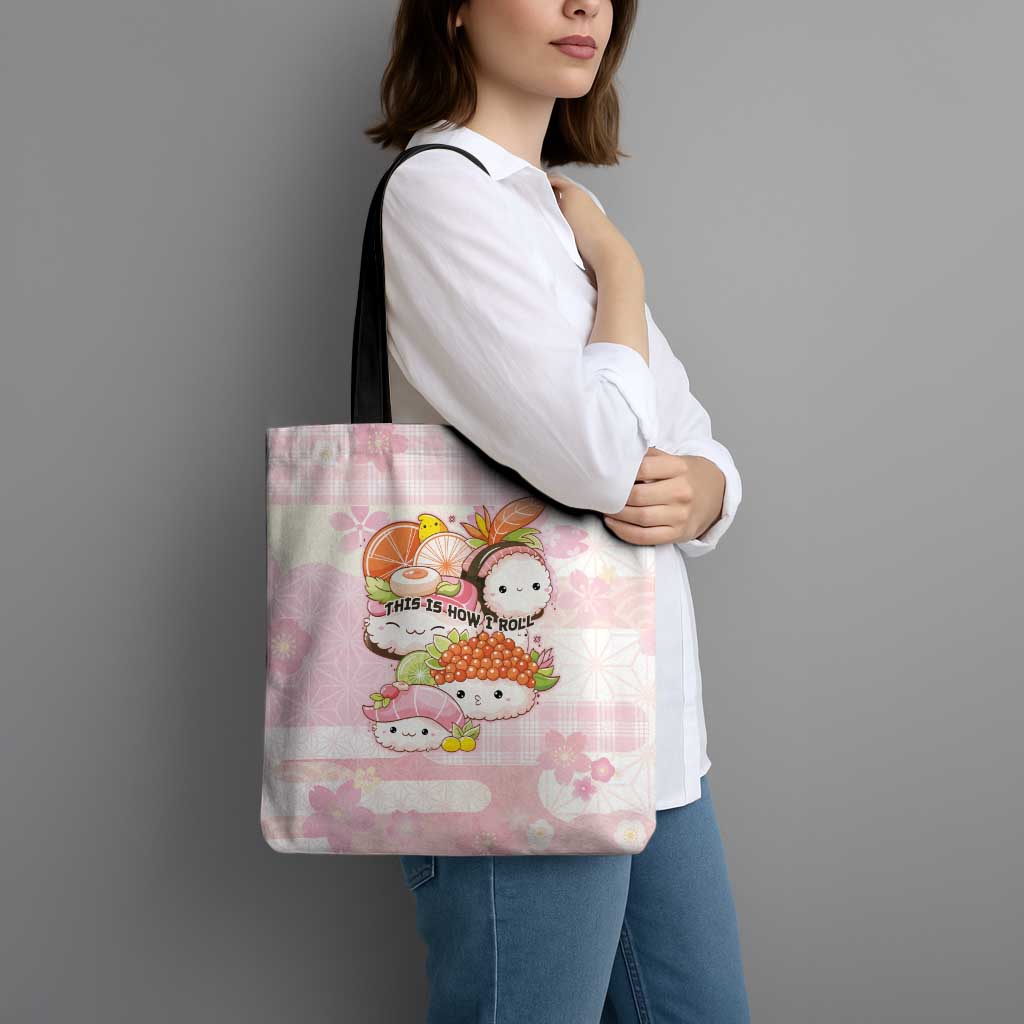 Japanese Kawaii Sushi Tote Bag Pink Wagara Palaka This Is How I Roll - Wonder Print Shop