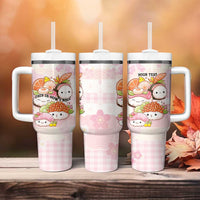 Personalized Japanese Kawaii Sushi Tumbler With Handle Pink Wagara Palaka This Is How I Roll - Wonder Print Shop