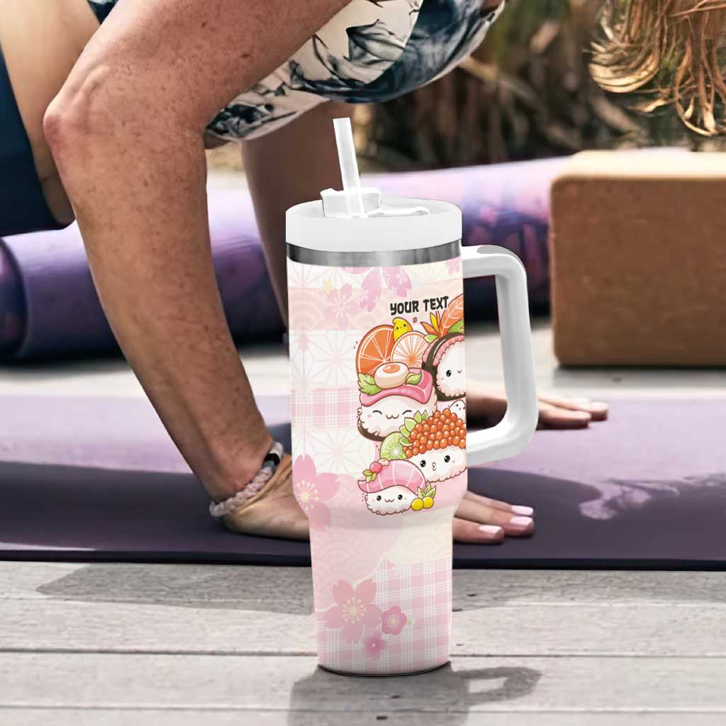 Personalized Japanese Kawaii Sushi Tumbler With Handle Pink Wagara Palaka This Is How I Roll - Wonder Print Shop