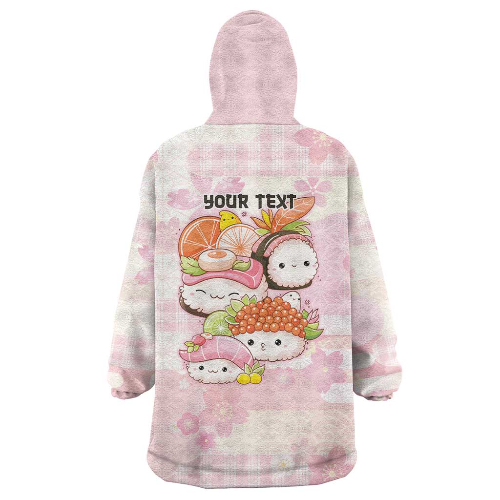 Personalized Japanese Kawaii Sushi Wearable Blanket Hoodie Pink Wagara Palaka This Is How I Roll - Wonder Print Shop