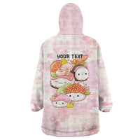 Personalized Japanese Kawaii Sushi Wearable Blanket Hoodie Pink Wagara Palaka This Is How I Roll - Wonder Print Shop