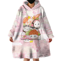 Personalized Japanese Kawaii Sushi Wearable Blanket Hoodie Pink Wagara Palaka This Is How I Roll - Wonder Print Shop