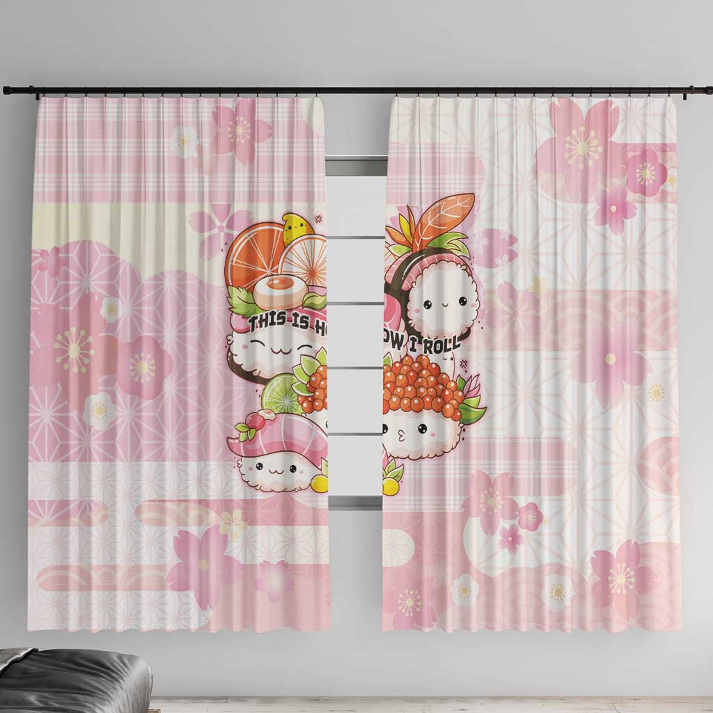 Japanese Kawaii Sushi Window Curtain Pink Wagara Palaka This Is How I Roll - Wonder Print Shop
