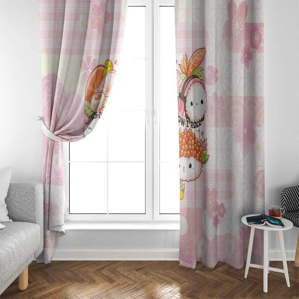 Japanese Kawaii Sushi Window Curtain Pink Wagara Palaka This Is How I Roll - Wonder Print Shop