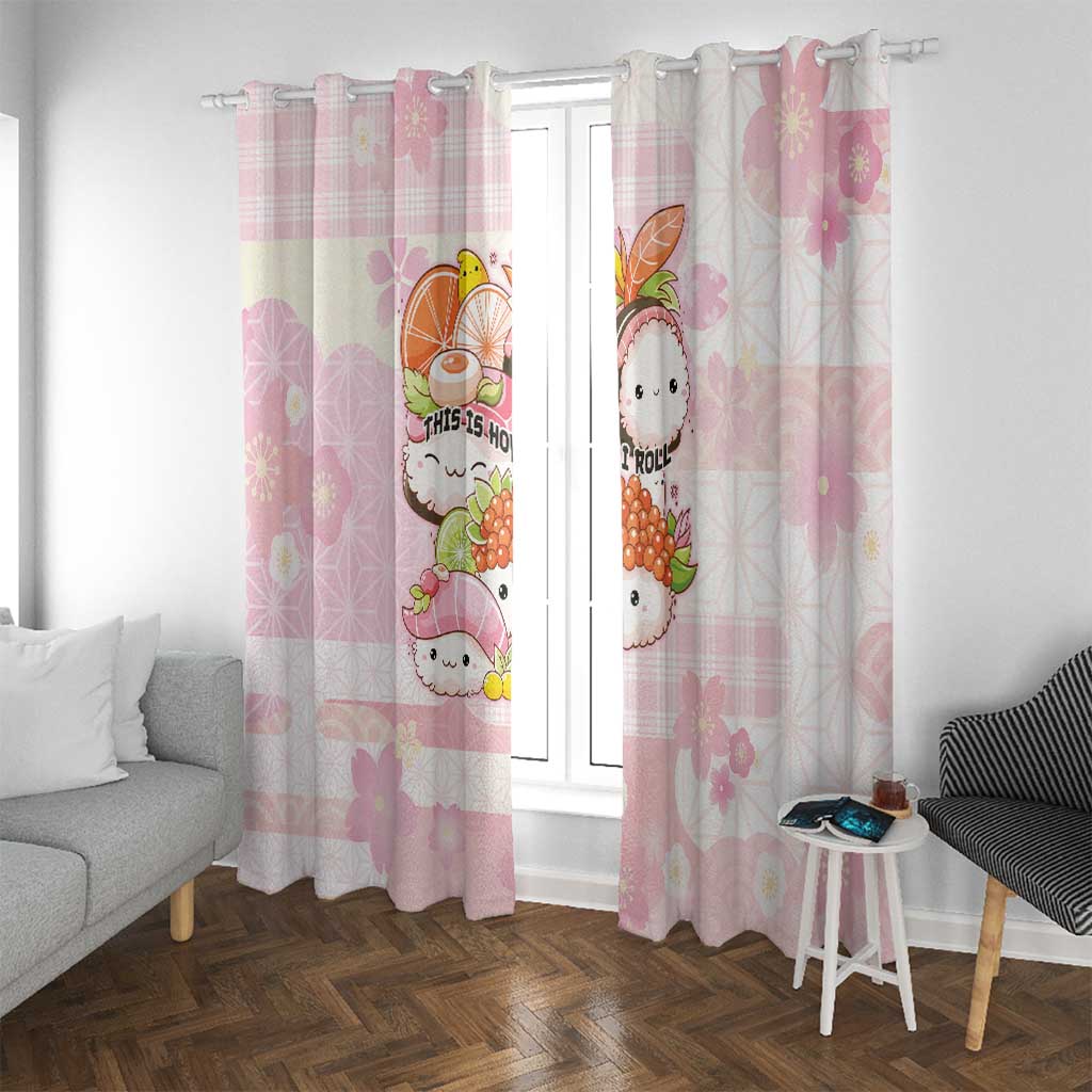 Japanese Kawaii Sushi Window Curtain Pink Wagara Palaka This Is How I Roll - Wonder Print Shop