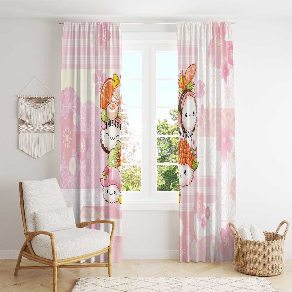 Japanese Kawaii Sushi Window Curtain Pink Wagara Palaka This Is How I Roll - Wonder Print Shop