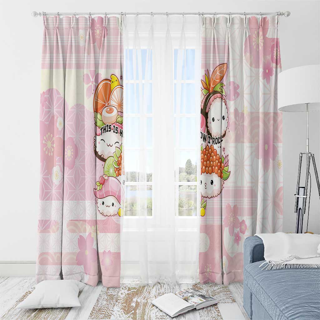 Japanese Kawaii Sushi Window Curtain Pink Wagara Palaka This Is How I Roll - Wonder Print Shop