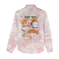 Personalized Japanese Kawaii Sushi Women Casual Shirt Pink Wagara Palaka This Is How I Roll - Wonder Print Shop