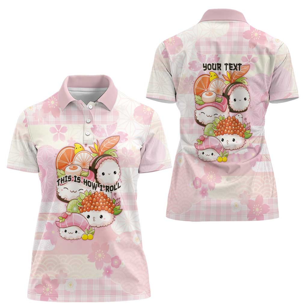 Personalized Japanese Kawaii Sushi Women Polo Shirt Pink Wagara Palaka This Is How I Roll - Wonder Print Shop