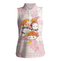 Personalized Japanese Kawaii Sushi Women Sleeveless Polo Shirt Pink Wagara Palaka This Is How I Roll - Wonder Print Shop