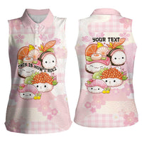 Personalized Japanese Kawaii Sushi Women Sleeveless Polo Shirt Pink Wagara Palaka This Is How I Roll - Wonder Print Shop